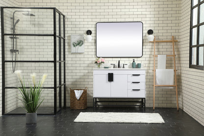42 inch Single bathroom vanity in white with backsplash