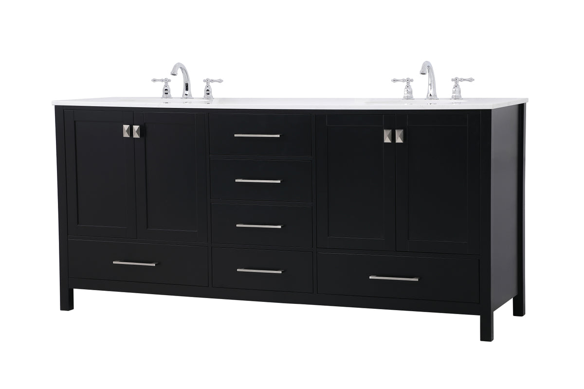72 inch Double Bathroom Vanity in Black