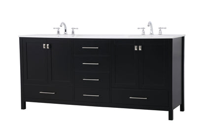 72 inch Double Bathroom Vanity in Black