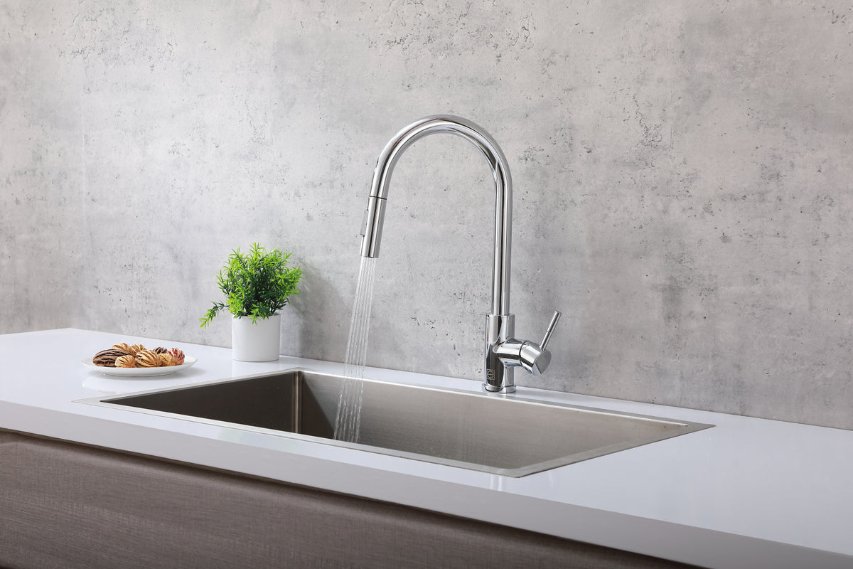 Luca Single Handle Pull Down Sprayer Kitchen Faucet with touch sensor in Chrome