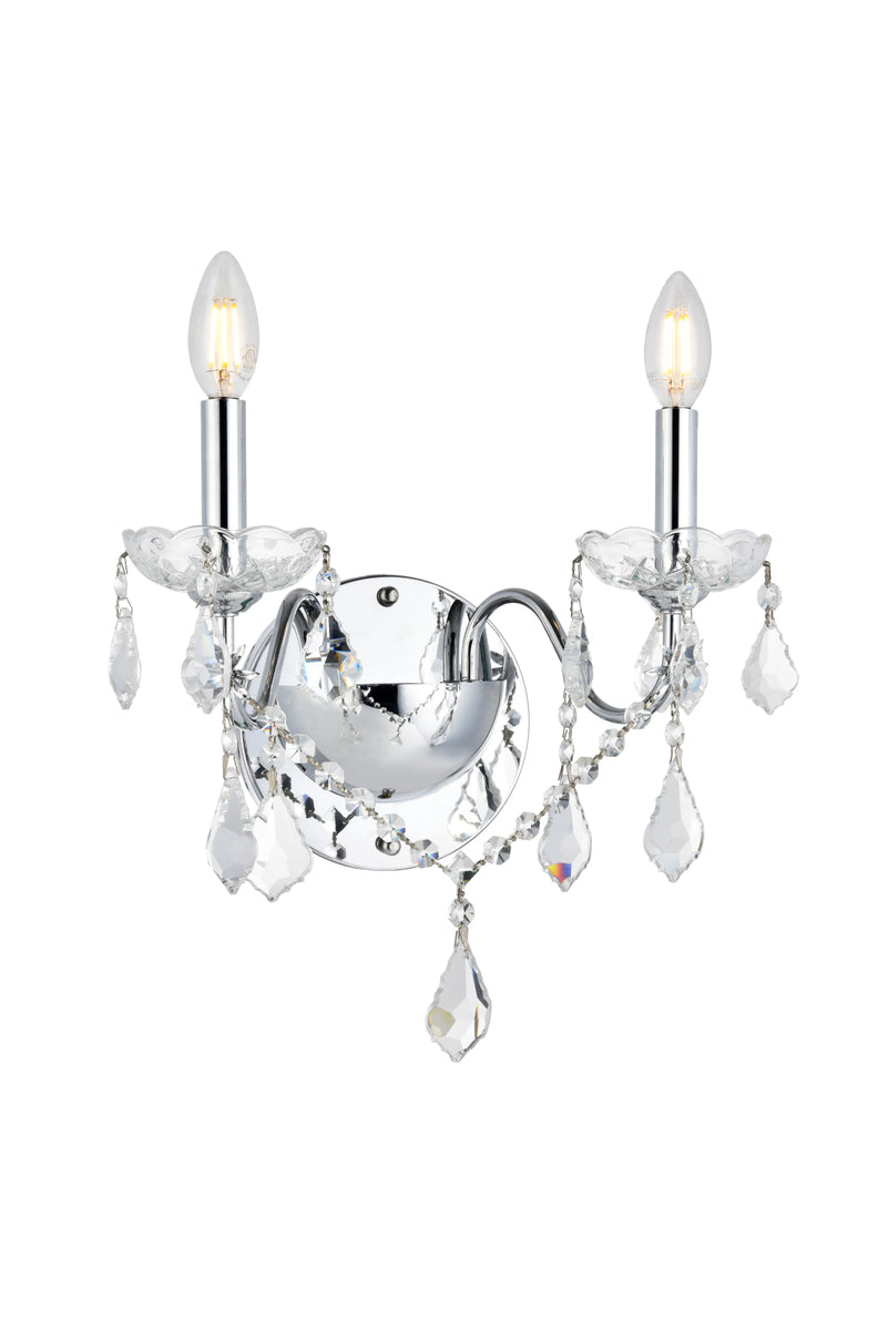 St. Francis 2 light Chrome Wall Sconce Clear Royal Cut Crystal