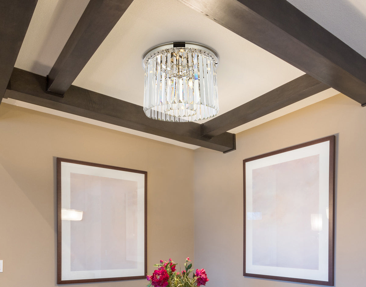 Sydney 6 light polished nickel Flush Mount Clear Royal Cut Crystal