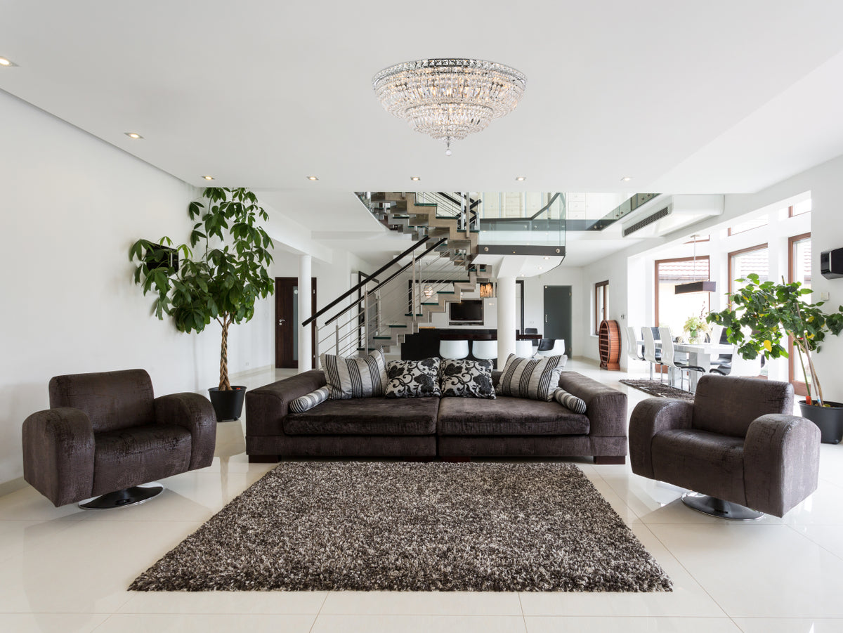 Tranquil 21 light Chrome Flush Mount Clear Royal Cut Crystal