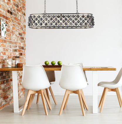 Madison 7 light polished Nickel Chandelier Silver Shade (Grey) Royal Cut Crystal