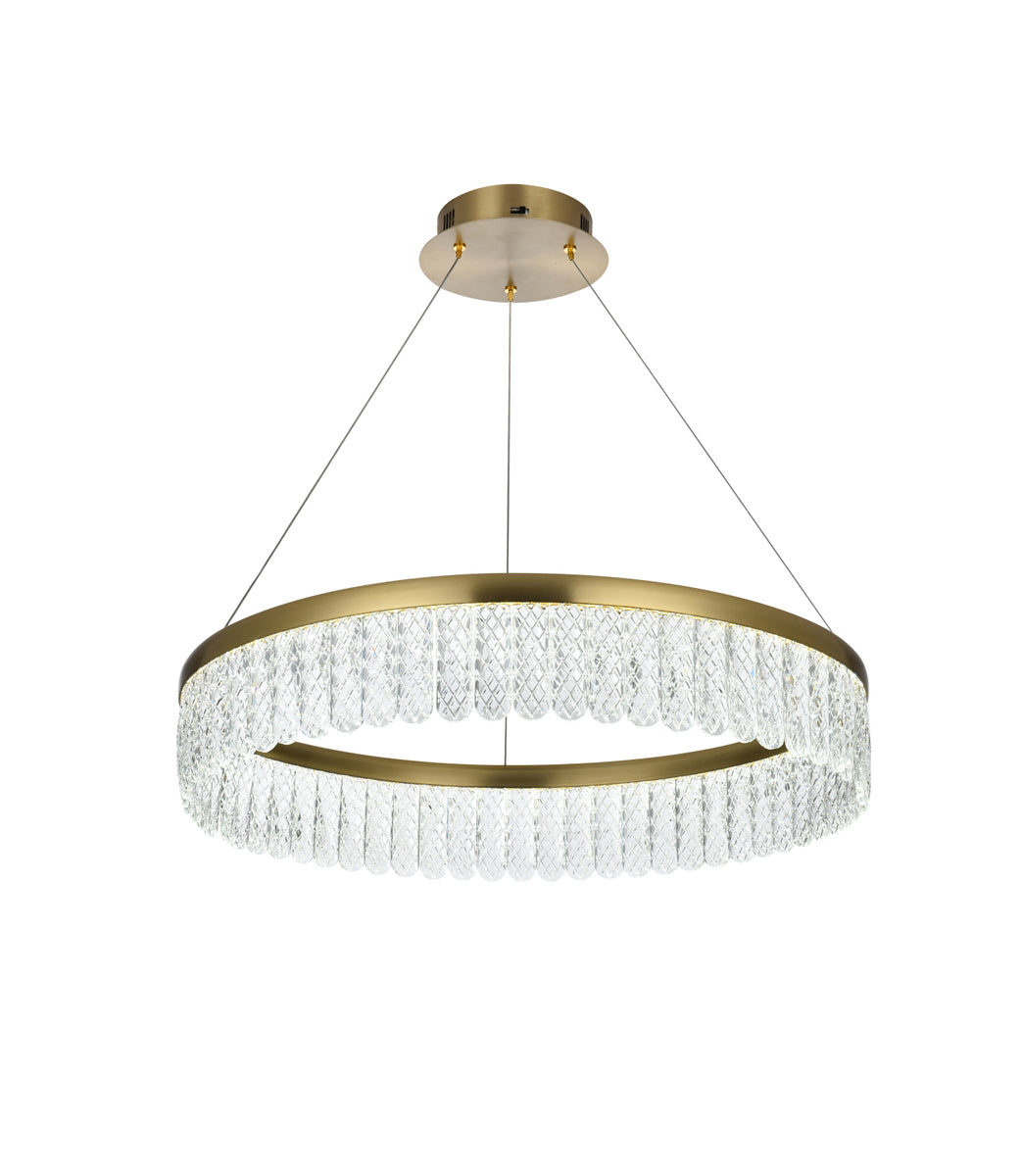 Rune 24 inch Adjustable LED chandelier in Satin Gold