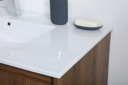 36 inch  Single Bathroom Floating Vanity in Walnut Brown