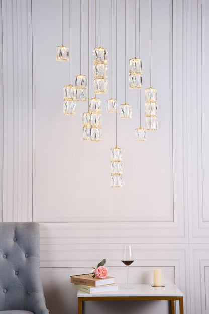 Polaris LED light Gold Pendant Clear Crystal