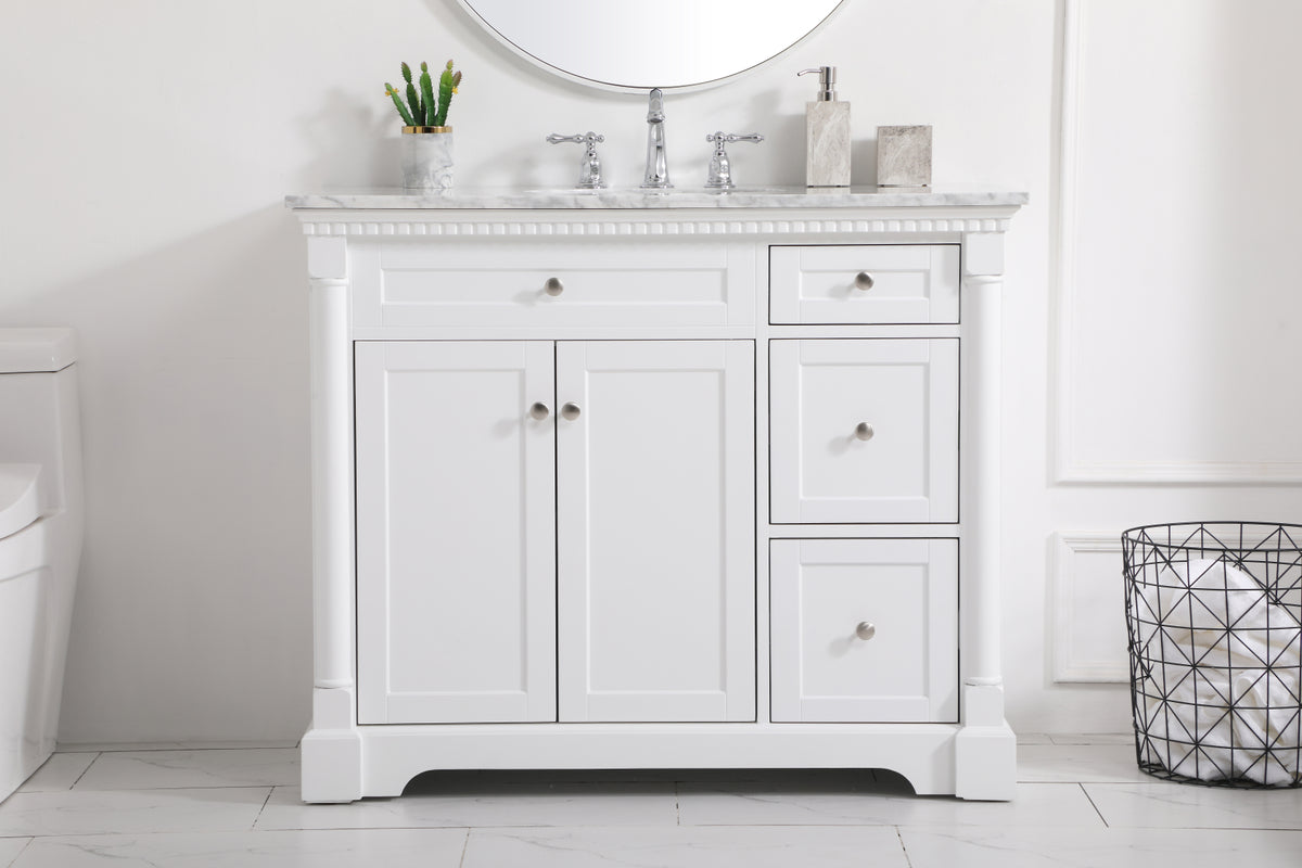 42 inch Single bathroom vanity in  White