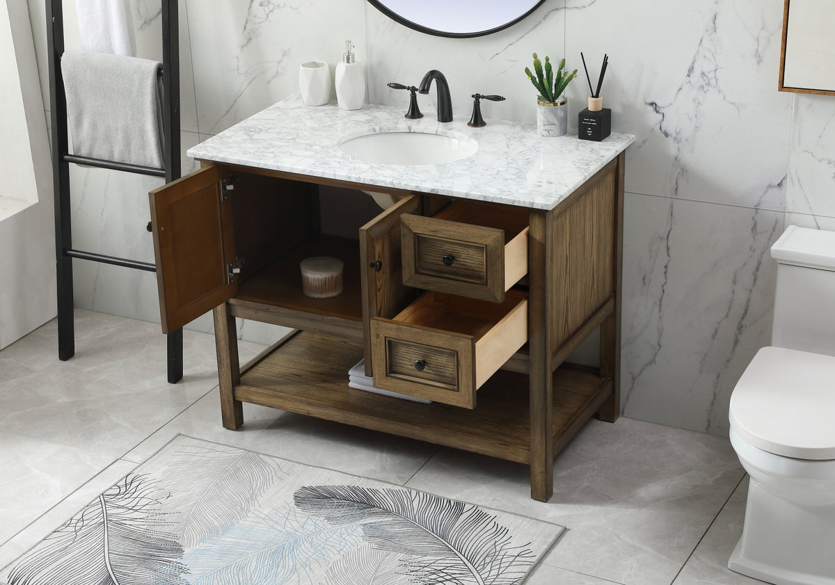 42 inch Single bathroom vanity in driftwood
