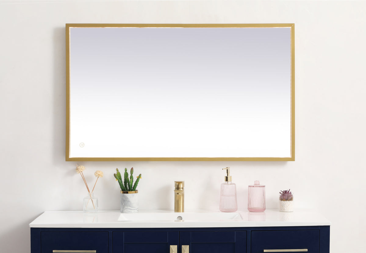 Pier 24x40 inch LED mirror with adjustable color temperature 3000K/4200K/6400K in brass