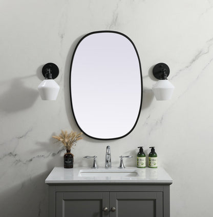 Metal Frame Oval Mirror 20x30 Inch in Black