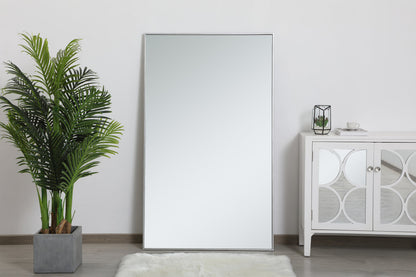 Metal frame rectangle mirror 36 inch in silver