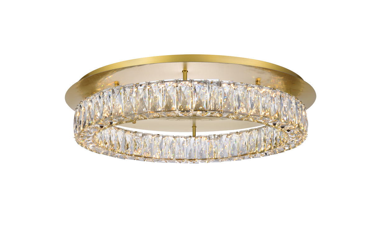 Monroe LED light gold Flush Mount Clear Royal Cut Crystal