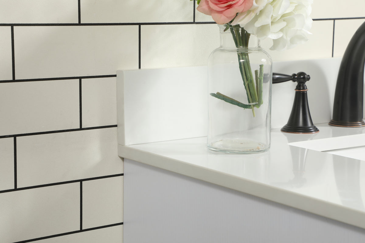 30 inch Single bathroom vanity in white with backsplash