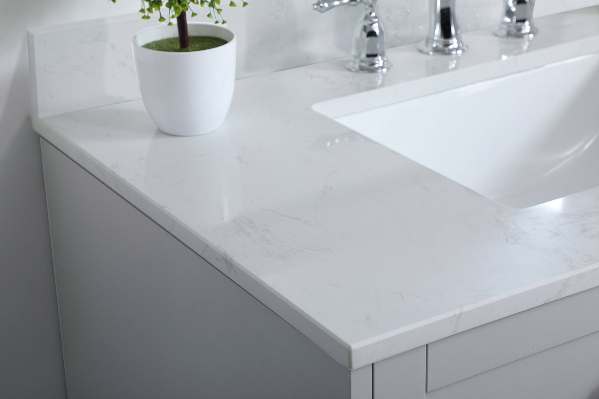 36 inch Single Bathroom Vanity in Grey with Backsplash
