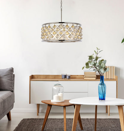 Madison 6 light polished Nickel Chandelier Golden Teak (Smoky) Royal Cut Crystal