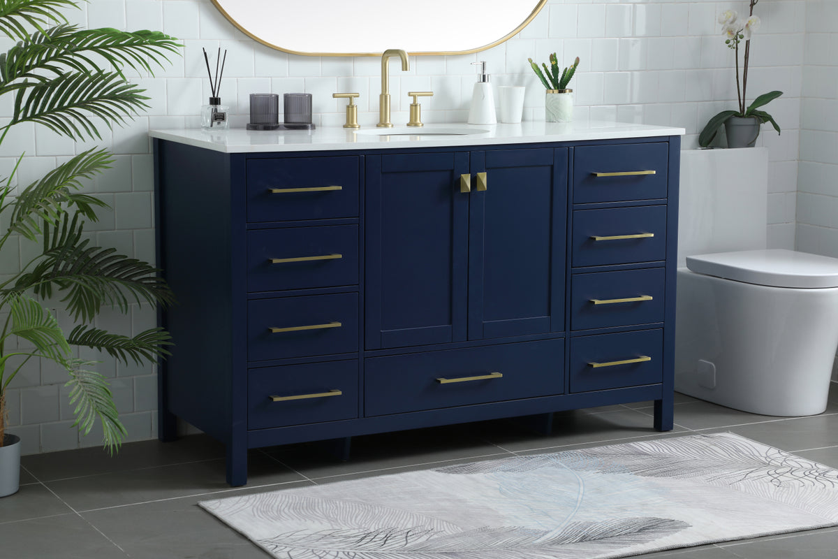 54 Inch SIngle Bathroom Vanity In Blue