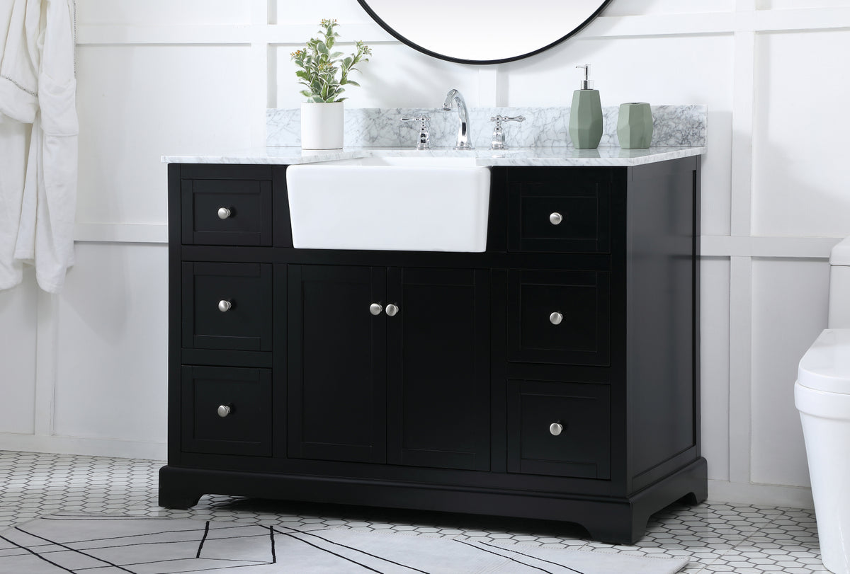 48 inch Single bathroom vanity in black with backsplash