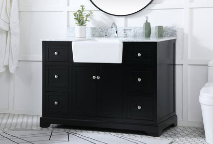 48 inch Single bathroom vanity in black with backsplash