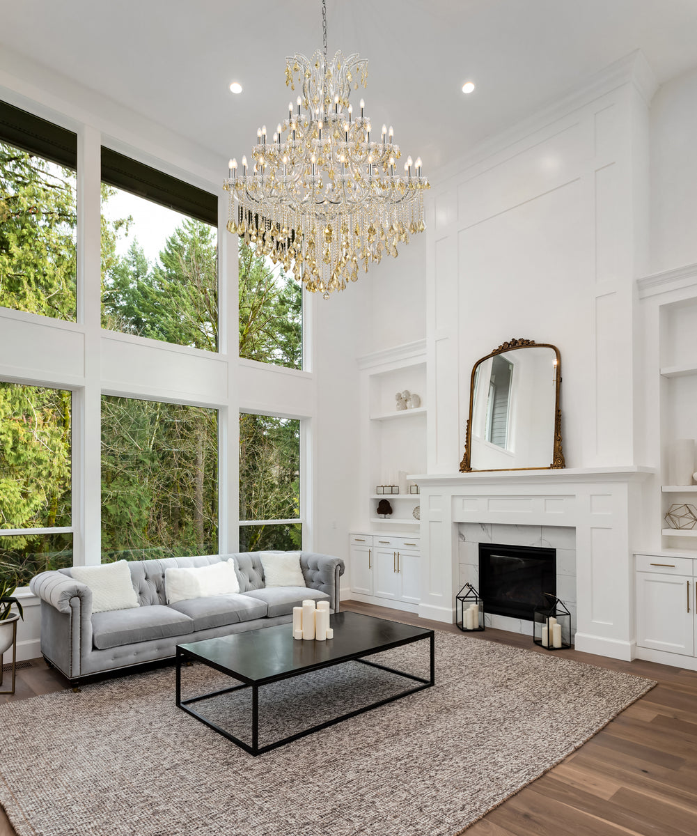 Maria Theresa 49 light Chrome Chandelier Golden Teak (Smoky) Royal Cut Crystal