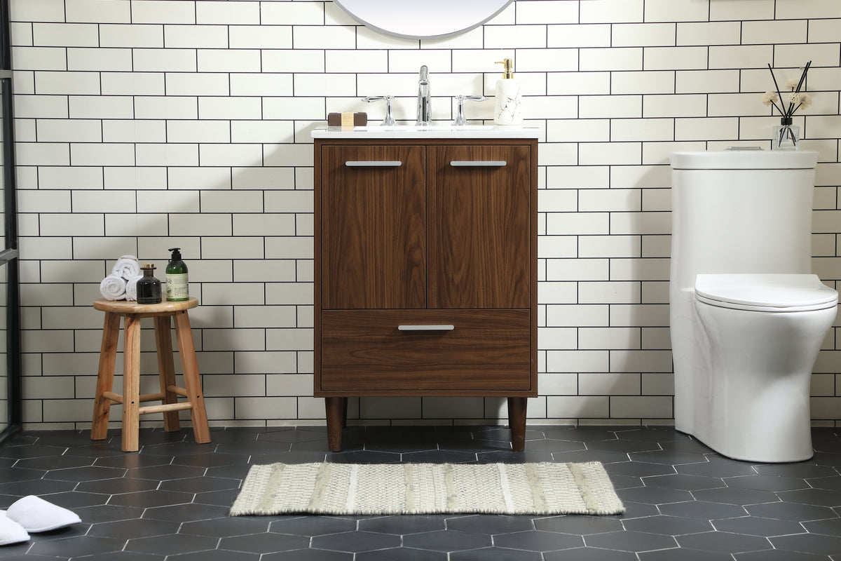 24 inch bathroom vanity in Walnut