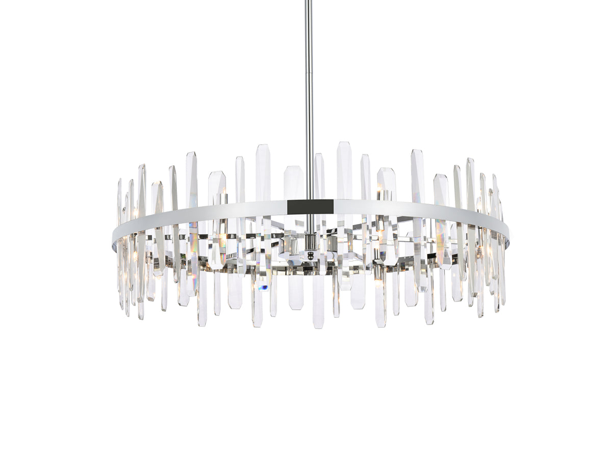 Serena 36 inch crystal round chandelier in chrome