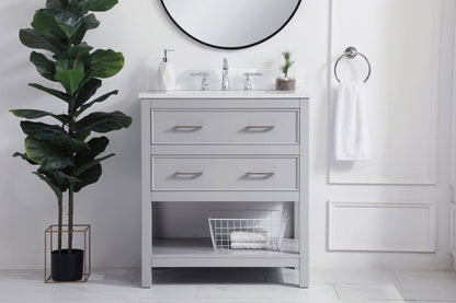 30 inch Single Bathroom Vanity in Grey with Backsplash