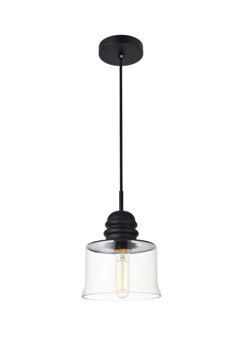 Kenna 1 Light Black Pendant With Clear Glass