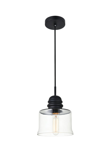 Kenna 1 Light Black Pendant With Clear Glass