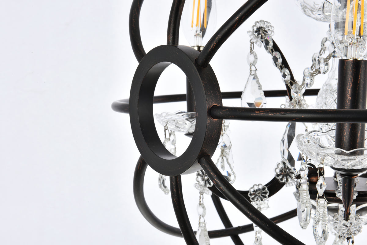 Geneva 4 light Dark Bronze Pendant Clear Royal Cut crystal