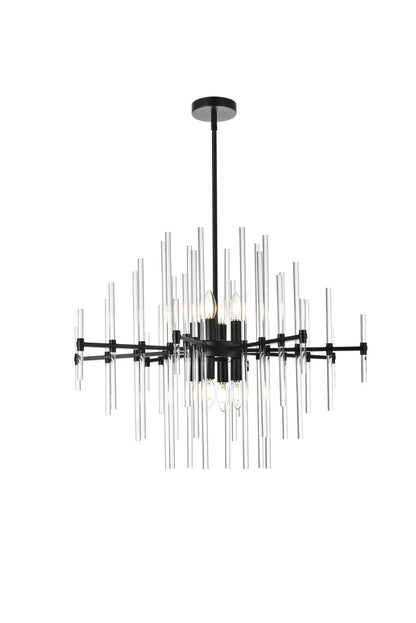 Sienna 31 inch crystal rod pendant in black