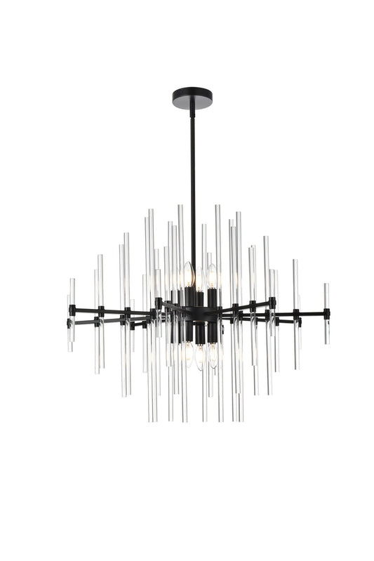 Sienna 31 inch crystal rod pendant in black
