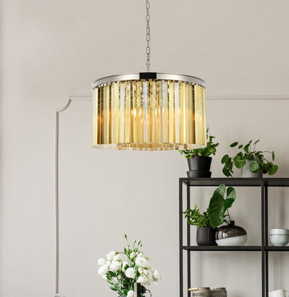 Sydney 8 light polished nickel Chandelier Golden Teak (Smoky) Royal Cut Crystal