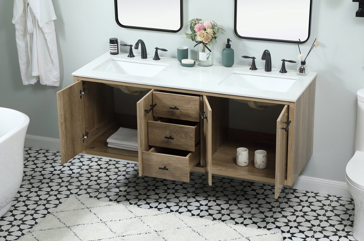60 inch Single bathroom vanity in natural oak