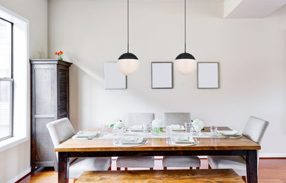 Eclipse 1 Light Black Pendant With Frosted White Glass