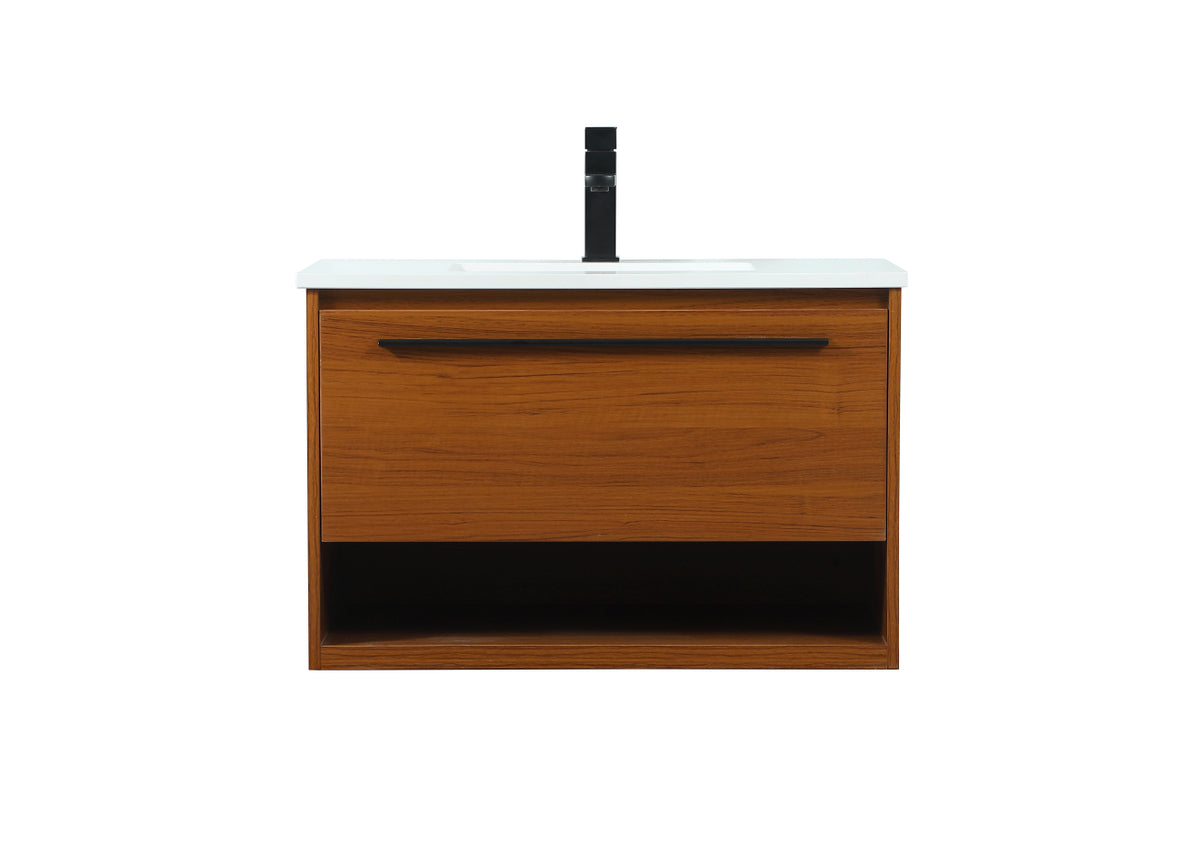 30 inch Single bathroom vanity in teak