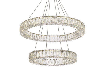 Monroe 28 inch LED double ring chandelier in chrome