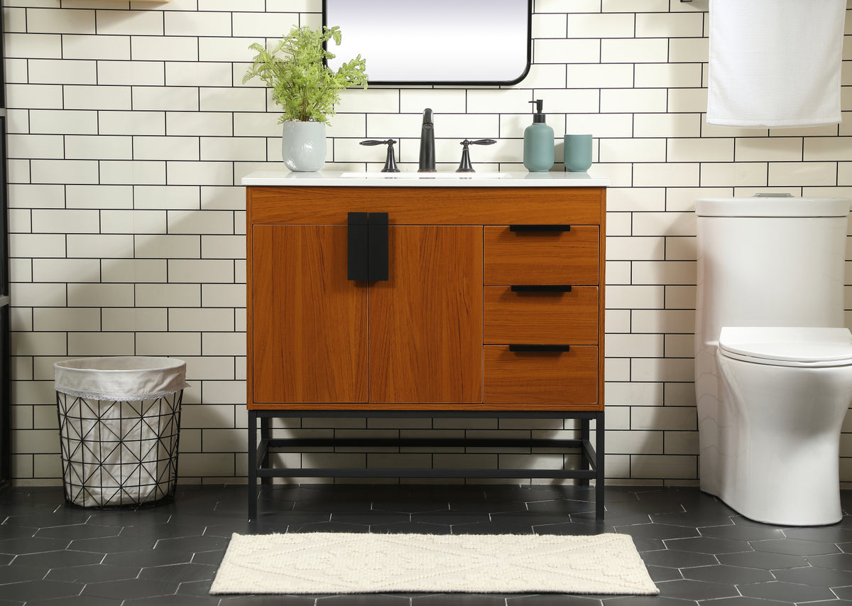 36 inch Single bathroom vanity in teak
