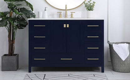 48 inch Single Bathroom Vanity in Blue with Backsplash