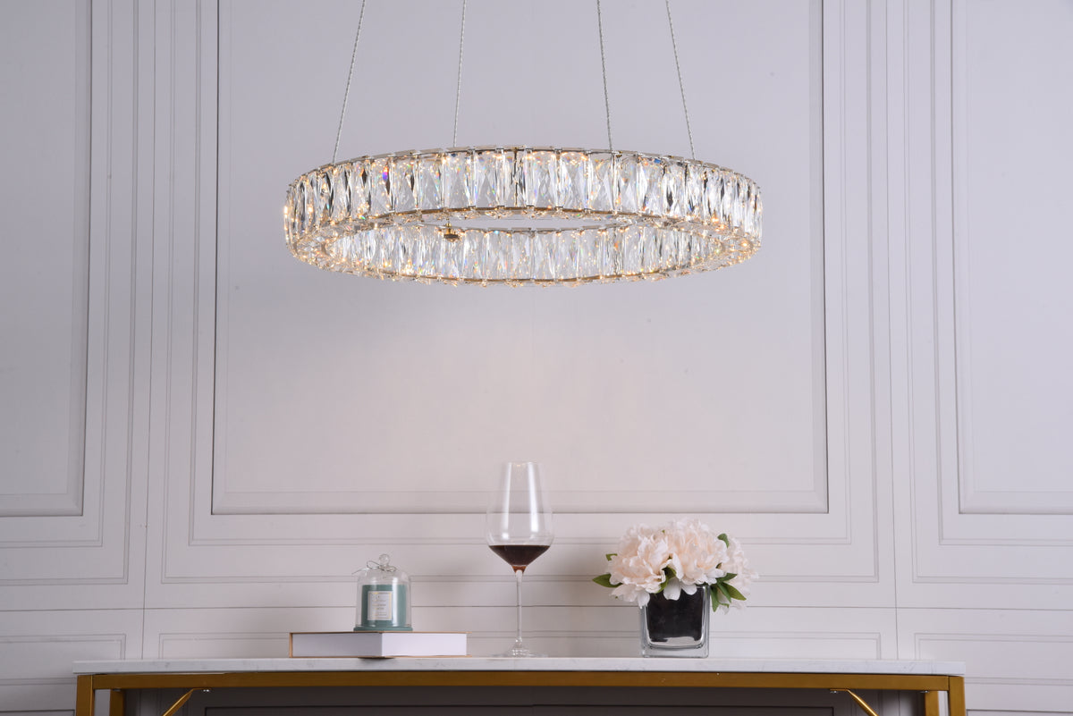 Monroe Integrated LED chip light gold Chandelier Clear Royal Cut Crystal