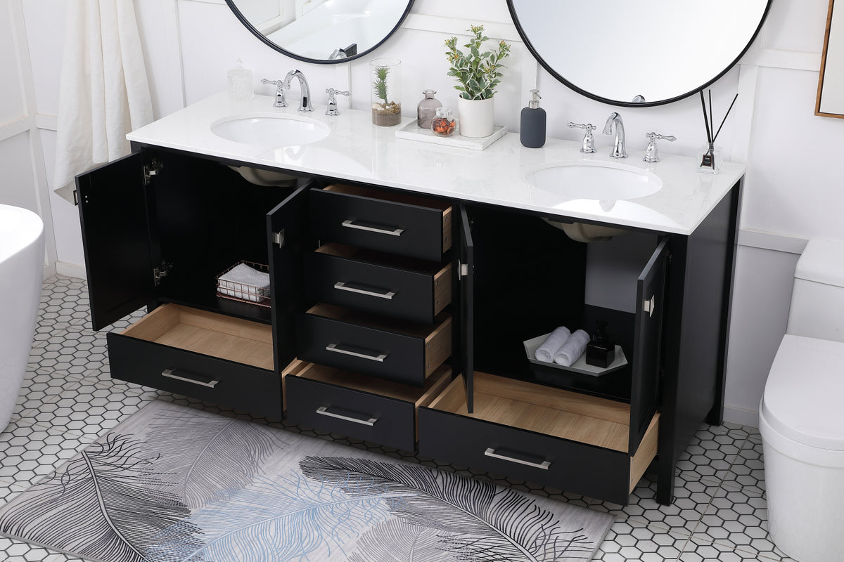 72 inch Double Bathroom Vanity in Black