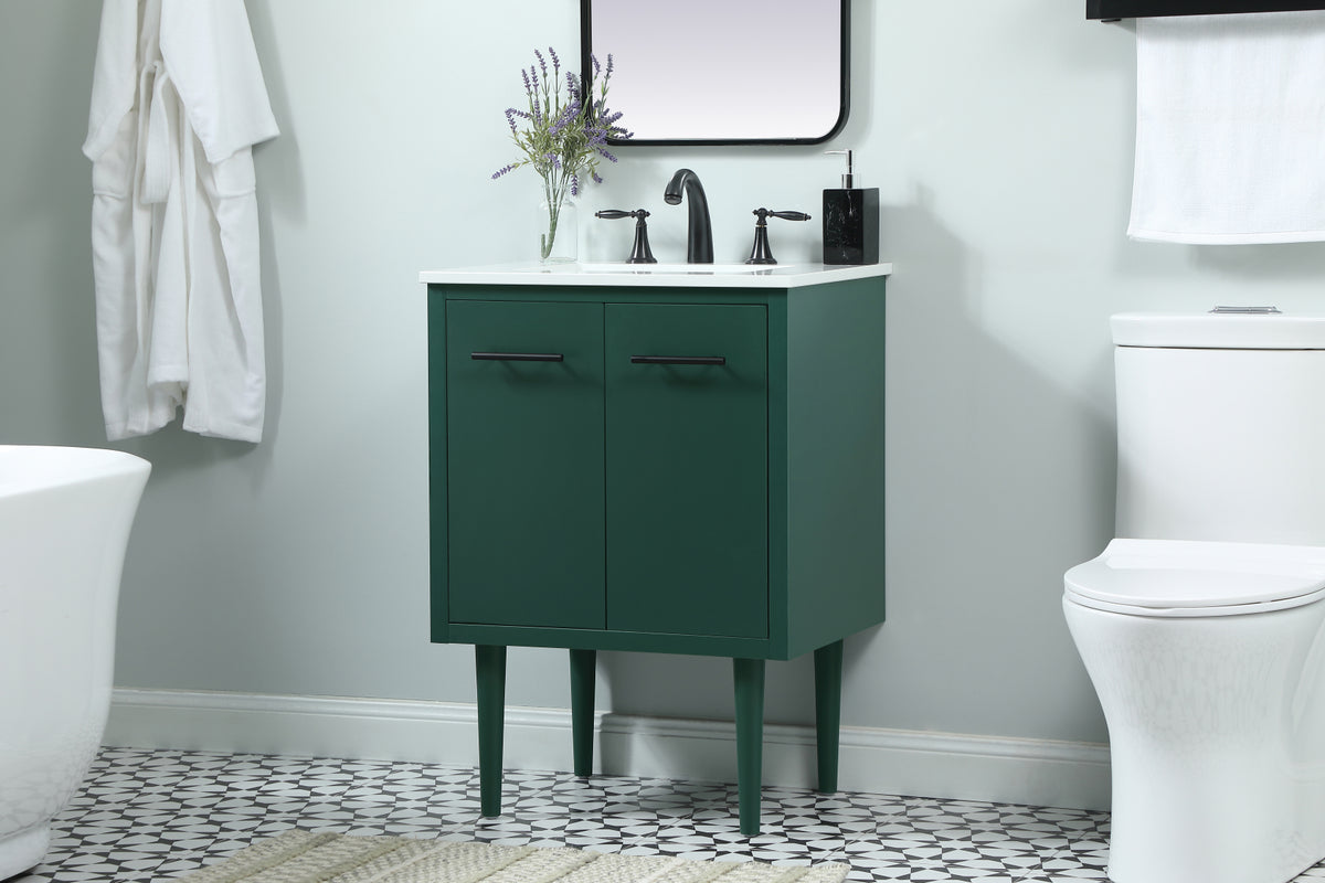 24 inch Single bathroom vanity in green