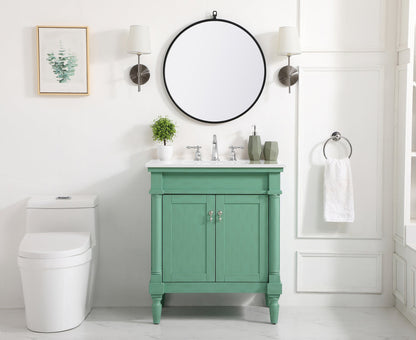 30 inch Single Bathroom vanity in Vintage Mint with ivory white engineered marble