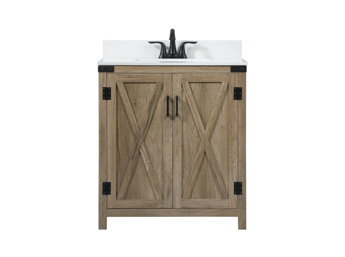 30 inch Single bathroom vanity in natural oak with backsplash