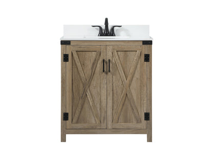 30 inch Single bathroom vanity in natural oak with backsplash