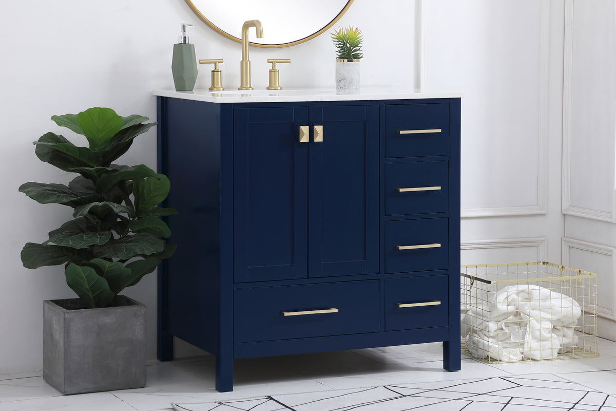 32 inch Single Bathroom Vanity in Blue