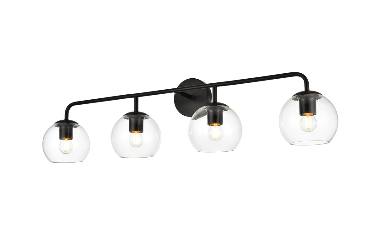 Genesis 4 light Black and Clear Bath Sconce