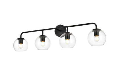 Genesis 4 light Black and Clear Bath Sconce