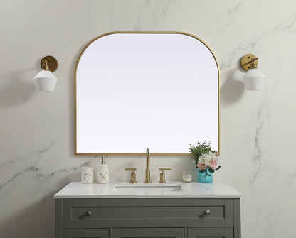 Metal Frame Arch Mirror 40x34 Inch in Brass