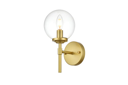 Ingrid 1 light Brass and Clear Bath Sconce